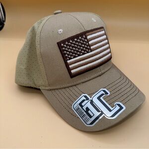 GC Tan and Brown American Flag Mesh Snap Back Baseball‎ Cap, NWT